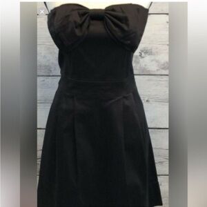 Gretchen Scott Design Dress Strapless Black Bow Dress with Pink Lining
